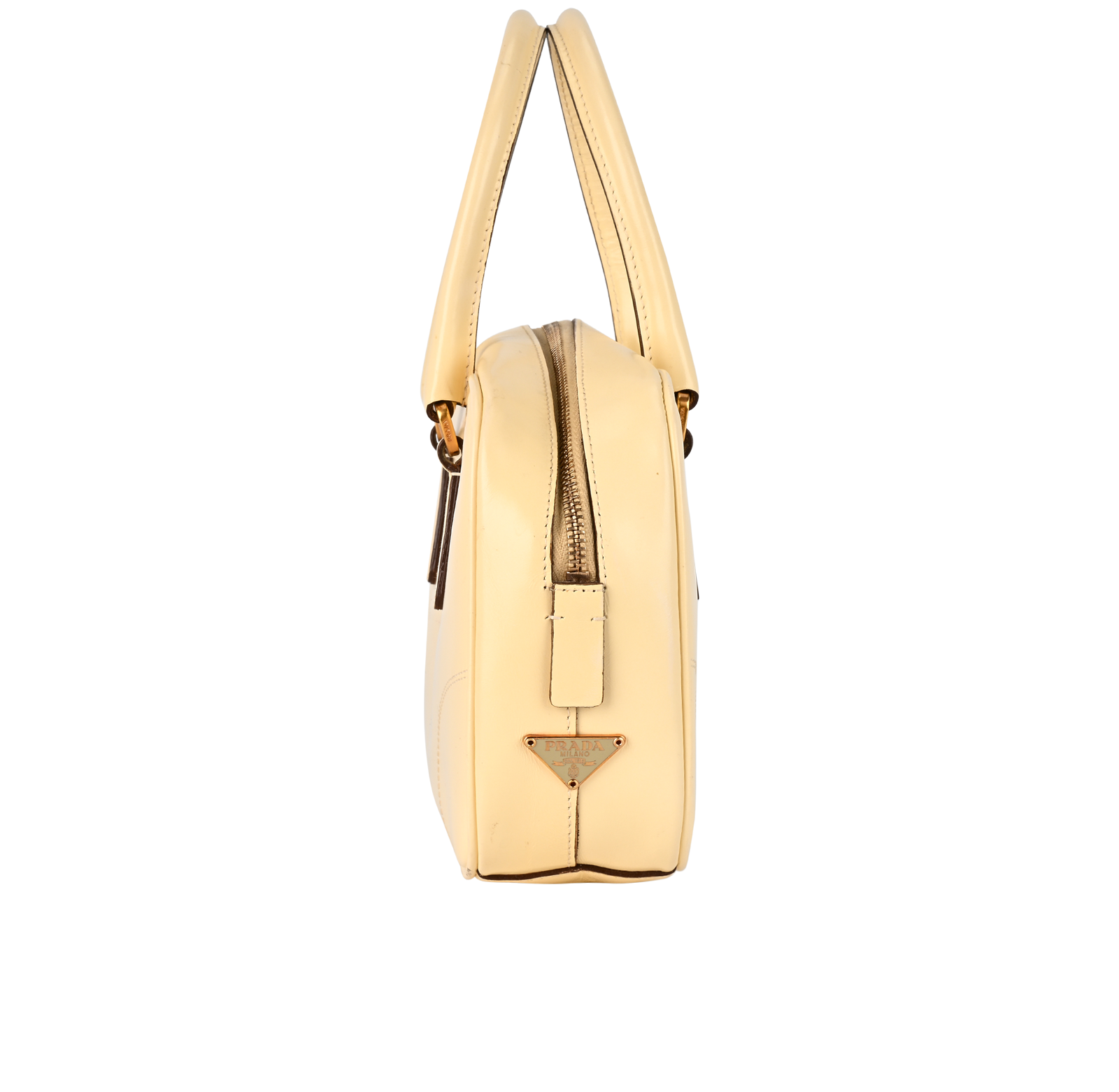 Bowling Tote, &pound;595, Handbags, Cream, Leather, Bottom view